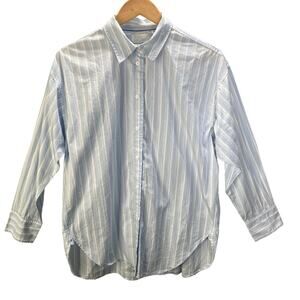 J. Crew Womens Long Sleeve Button‎ Down Striped Shirt Classic Blue White Size 10